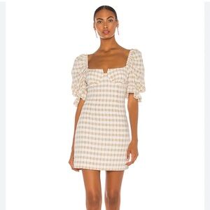 Camila Coelho Luisa Mini Dress in Tan Check